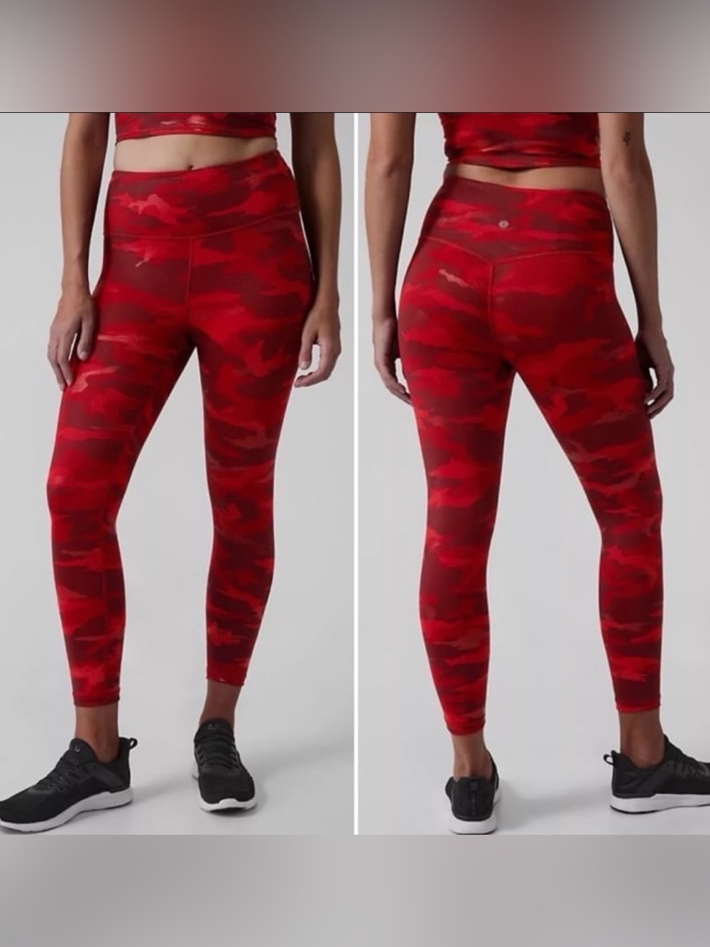 Athleta High-Rise Red Camo 7/8 Leggings Size Small